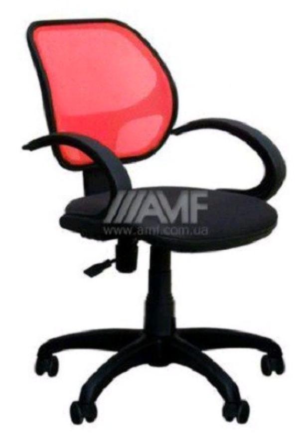 Кресло AMF Байт/АМФ-5, черный-красный, акрил, ткань-сетка, механизм качания TG, эргономичное, закругленные подлокотники, крестовина-пластик, регулировка высоты сиденья-газлифт, до 90кг