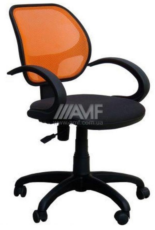 Кресло AMF Байт/АМФ-5, черный-оранжевый, акрил, ткань-сетка, механизм качания TG, эргономичное, закругленные подлокотники, крестовина-пластик, регулировка высоты сиденья-газлифт, до 90кг