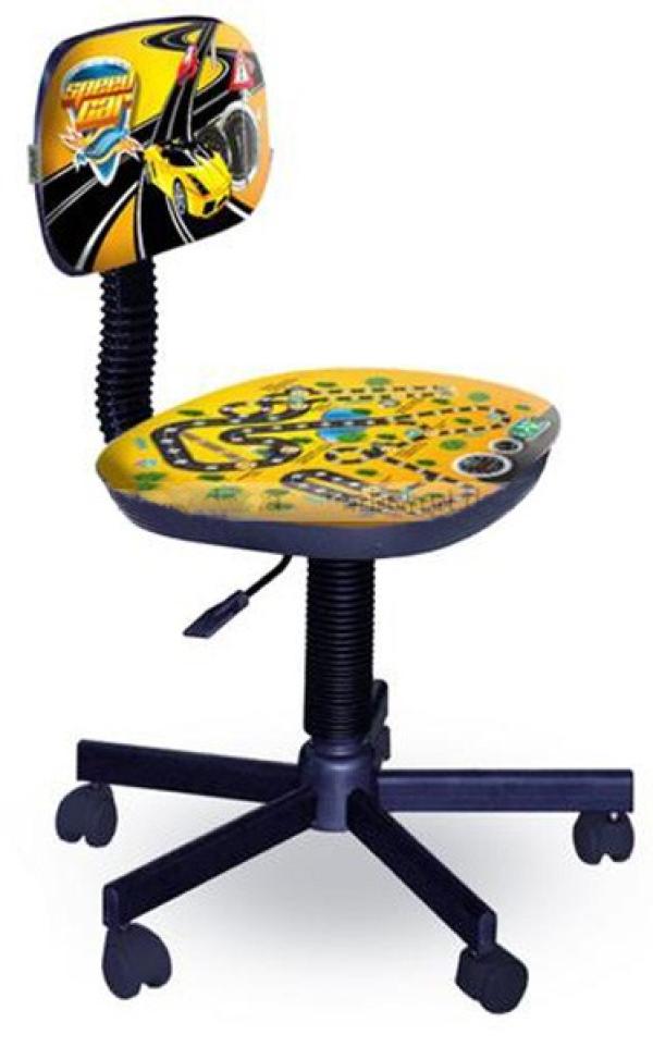 Кресло AMF БАМБО Игра Гонки, разноцветный с рисунком, акрил, без подлокотников, крестовина-пластик, регулировка высоты сиденья-газлифт, до 85кг