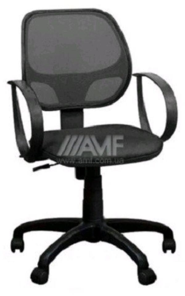 Кресло AMF Бит/АМФ-8, черный, акрил, ткань-сетка, механизм качания TG, эргономичное, Т-образные подлокотники, регулируемые по высоте, крестовина-пластик, регулировка высоты сиденья-газлифт, до 90кг