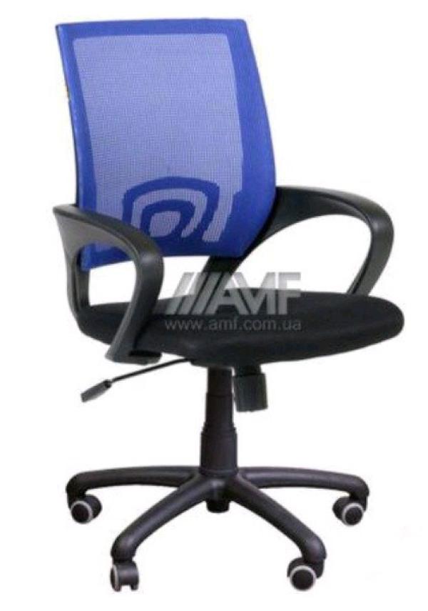 Кресло AMF Веб, черный-синий, акрил, ткань-сетка, механизм качания TG, эргономичное, закругленные подлокотники, регулируемые по высоте, крестовина-пластик, регулировка высоты сиденья-газлифт, до 100кг