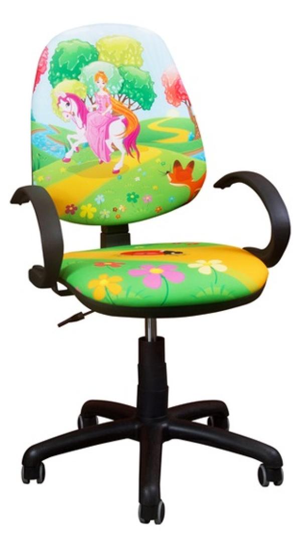 Кресло AMF Поло 50/АМФ-5 Принцесса №15, розовый-разноцветный с рисунком, акрил, эргономичное, закругленные подлокотники, крестовина-пластик, регулировка высоты сиденья - газлифт, до 90кг