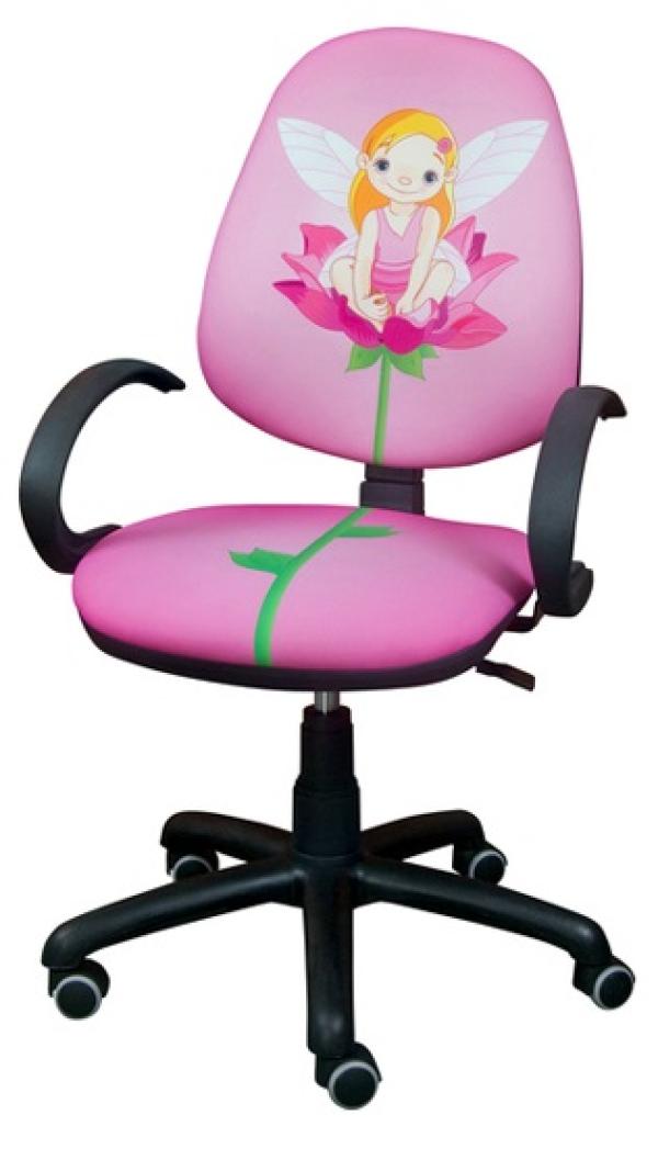 Кресло AMF Поло 50/АМФ-5 Фея №14, розовый-разноцветный с рисунком, акрил, эргономичное, закругленные подлокотники, крестовина-пластик, регулировка высоты сиденья - газлифт, до 90кг