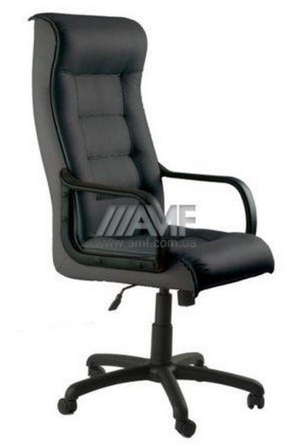 Кресло AMF Роял, черный, кожзаменитель неаполь N-20, механизм качания TG, закругленные подлокотники, крестовина - пластик, регулировка высоты сиденья- газлифт, до 90кг