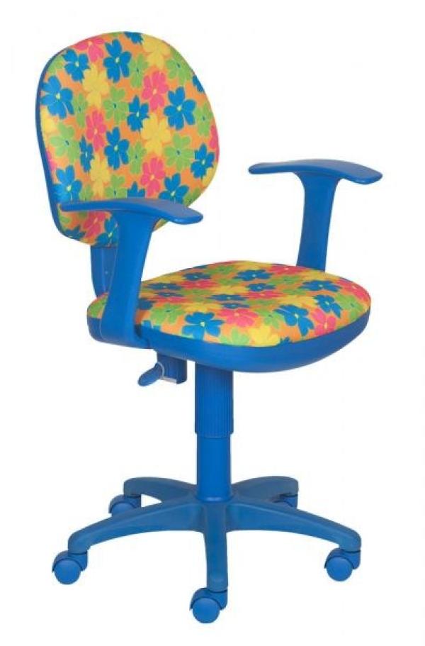 Кресло Buro CH-BL356AXSN/76-65, разноцветный, акрил, пружинный механизм поддержки спины BS, Т-образные подлокотники, крестовина - пластик-синий, регулировка высоты сиденья - газлифт, до 120кг