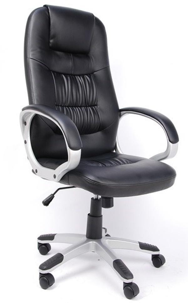 Кресло Crown СМСН-115, черный, экокожа, механизм качания TG, эргономичное, закругленные подлокотники, крестовина-пластик, регулировка высоты сидения-газлифт, до 120кг