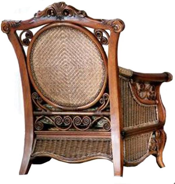 Кресло FIJI, ротанг, орех, обивка-ткань, гобелен, 850*1100*840мм