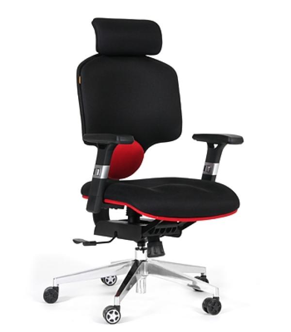 Кресло Chairman CH 425 21/23A, черный-красный, акрил, механизм качания Sinchro, Т-образные подлокотники, регулируемый подголовник, крестовина - хром, регулировка высоты - газлифт, до 120кг