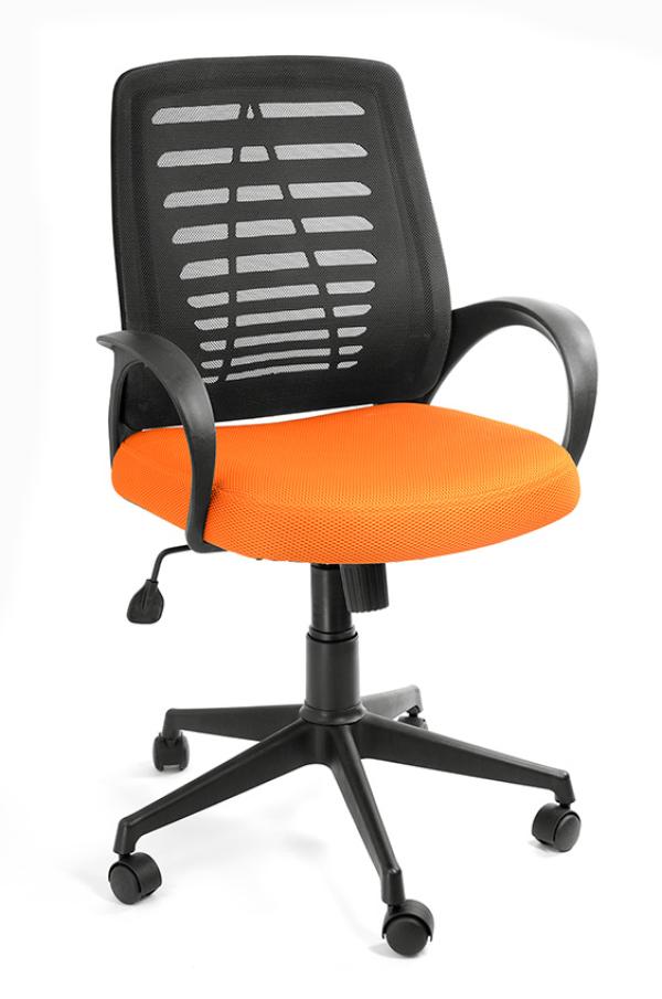 Кресло Ирис TW, оранжевый-черный, акрил, ткань-сетка, механизм качания TG, эргономичное, закругленные подлокотники, крестовина-пластик, регулировка высоты сиденья-газлифт, до 100кг