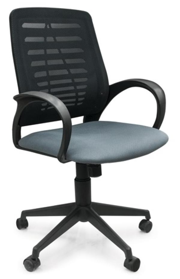 Кресло Ирис TW, серый-черный, акрил, ткань-сетка, механизм качания TG, эргономичное, закругленные подлокотники, крестовина-пластик, регулировка высоты сиденья-газлифт, до 100кг