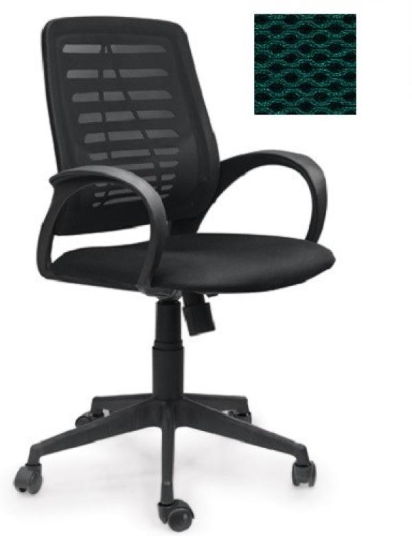 Кресло Ирис TW, зеленый-черный, акрил, ткань-сетка, механизм качания TG, эргономичное, закругленные подлокотники, крестовина-пластик, регулировка высоты сиденья-газлифт, до 100кг
