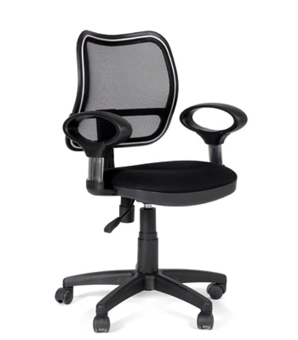 Кресло Chairman CH 450 TW-11, черный, ткань-сетка, эргономичное, закругленные подлокотники, крестовина-пластик, регулировка высоты сиденья - газлифт, до 100кг