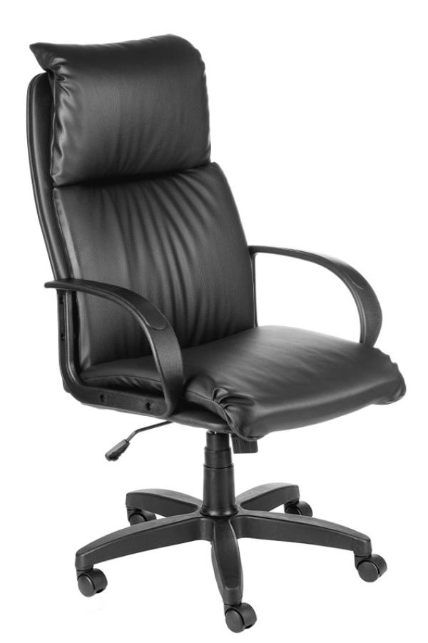 Кресло НАДИР SP-A, черный, кожа, механизм качания TG, закругленные подлокотники, крестовина - пластик, регулировка высоты сиденья - газлифт, до 100кг