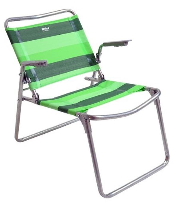 Кресло-шезлонг Nika К1, зеленый, ткань-сетка, каркас-металл, складной, с подлокотниками, до 90кг