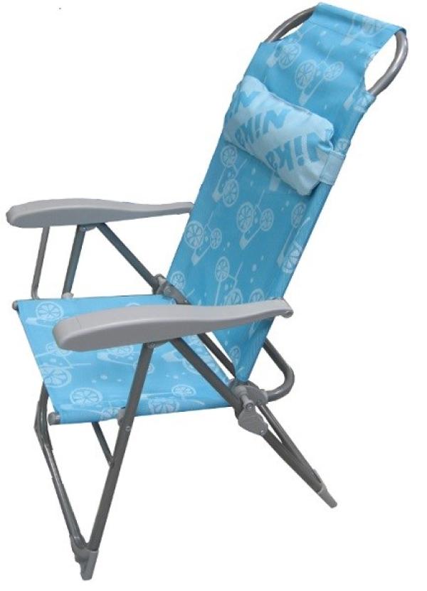 Кресло-шезлонг Nika К2 Коктейль, голубой, ткань-сетка, каркас-металл, складной, с подлокотниками, до 100кг