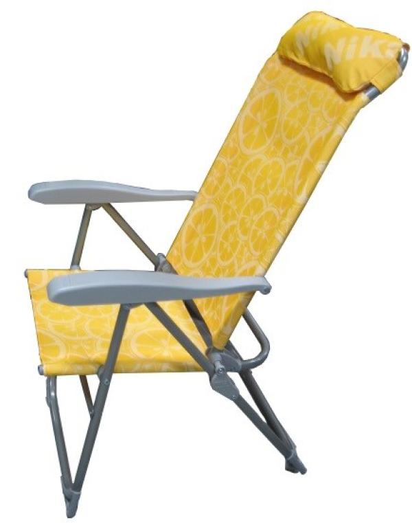 Кресло-шезлонг Nika К2 Лимон, оранжевый, ткань-сетка, каркас-металл, складной, с подлокотниками, до 100кг