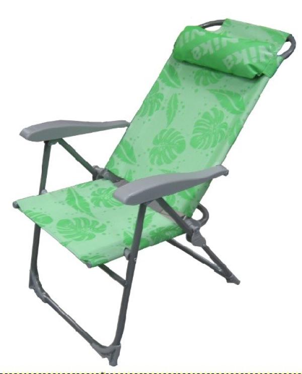Кресло-шезлонг Nika К2 Пальма, зеленый, ткань-сетка, каркас-металл, складной, с подлокотниками, до 100кг