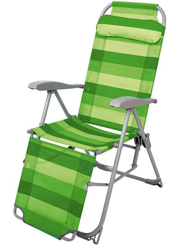 Кресло-шезлонг Nika К3, зеленый, ткань-сетка, каркас-металл, складной, с подлокотниками, до 100кг