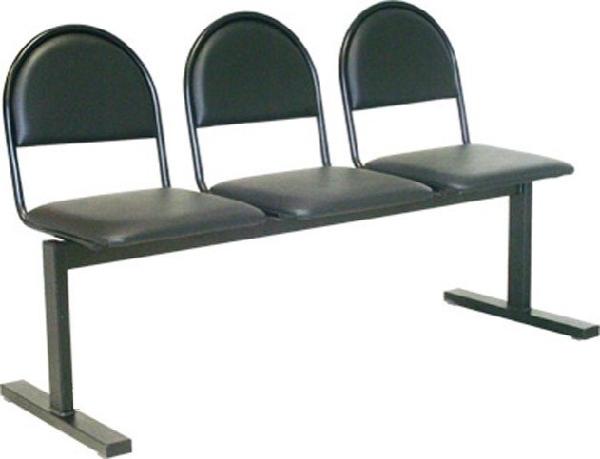 Секция стульев Триада СМ 8, черный, V4 кожзаменитель, трех секционная, металлическая