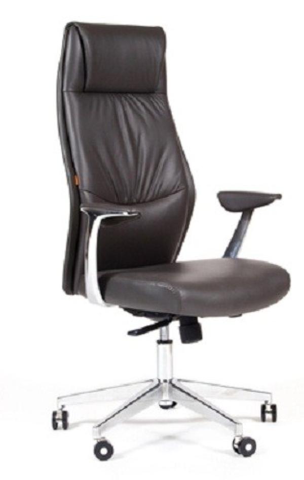 Кресло Chairman VISTA, серый 3107, кожа/кожзаменитель, механизм качания TMF, Т-образные подлокотники, крестовина -хром, регулировка высоты сиденья - газлифт, до 120кг