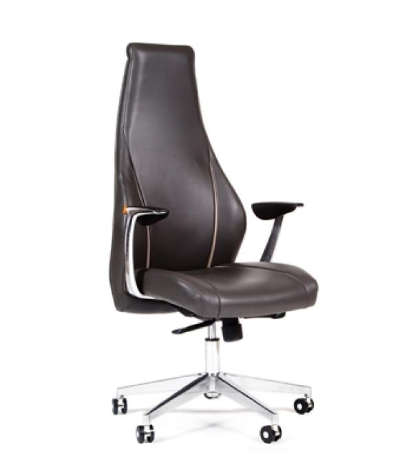 Кресло Chairman JAZZZ, светло-серый, кожа-кожзаменитель, механизм качания TMF, Т-образные подлокотники, крестовина - хром, регулировка высоты сиденья - газлифт, до 120кг