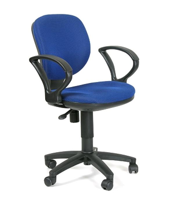 Кресло Chairman CH 687 JP 15-3, черный-голубой, пружинный механизм постоянной поддержки спины BS, закругленные подлокотники, крестовина-пластик, регулировка высоты сиденья - газлифт, до 100кг