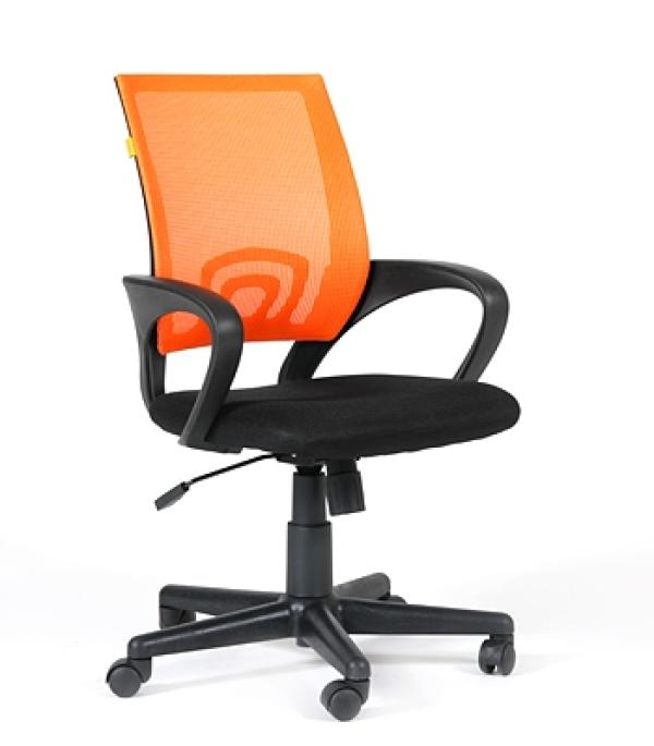 Кресло Chairman CH 696 TW11/DW66, черный-оранжевый, акрил, ткань-сетка, механизм качания TG, эргономичное, закругленные подлокотники, крестовина-пластик, регулировка высоты сиденья-газлифт, до 100кг