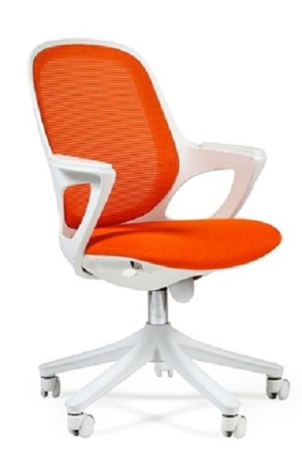 Кресло Chairman CH 820 SW 04-1/White, оранжевый/белый, ткань-сетка/акрил, механизм качания TG, закругленные подлокотники, крестовина-пластик белый, регулировка высоты сиденья - газлифт, до 100кг