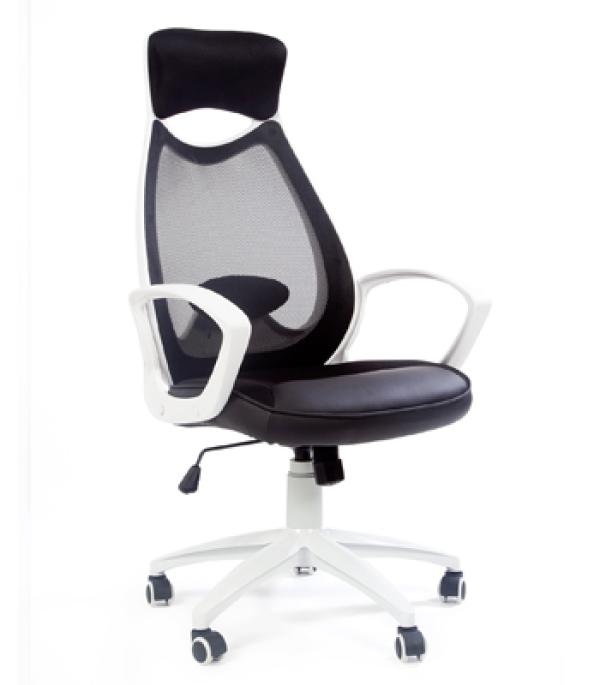 Кресло Chairman CH 840 DW01/SW01, черный, акрил, ткань-сетка, механизм качания TG, закругленные подлокотники, пластик-белый, крестовина-пластик, регулировка высоты сиденья-газлифт, до 120кг