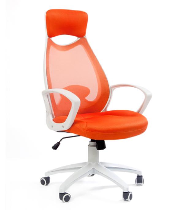 Кресло Chairman CH 840 DW05/SW05/PU52A, оранжевый, акрил, ткань-сетка, механизм качания TG, закругленные подлокотники, пластик-белый, крестовина-пластик, регулировка высоты сиденья-газлифт, до 120кг