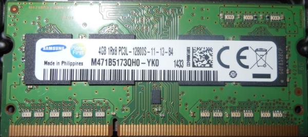 Оперативная память SO-DIMM DDR3  4GB, 1600МГц (PC12800) Samsung M471B5173QH0-YK0, 1.35В
