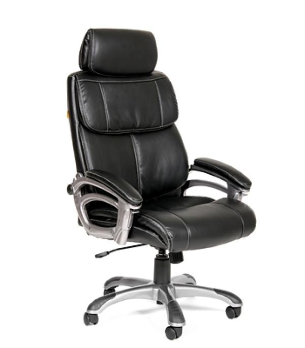 Кресло Chairman CH-433, черный, экокожа, механизм качания TG, эргономичное, подлокотники закругленные с мягкими накладками, крестовина-пластик, регулировка высоты сиденья-газлифт, до 120кг