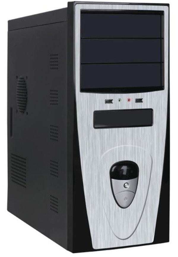 Корпус ATX MidiTower Codegen SuperPower Q3345-A11, 450Вт, 3*5.25"+1(8)*3.5", Audio/2*USB2.0, без вентиляторов (1 место), черный-серебристый