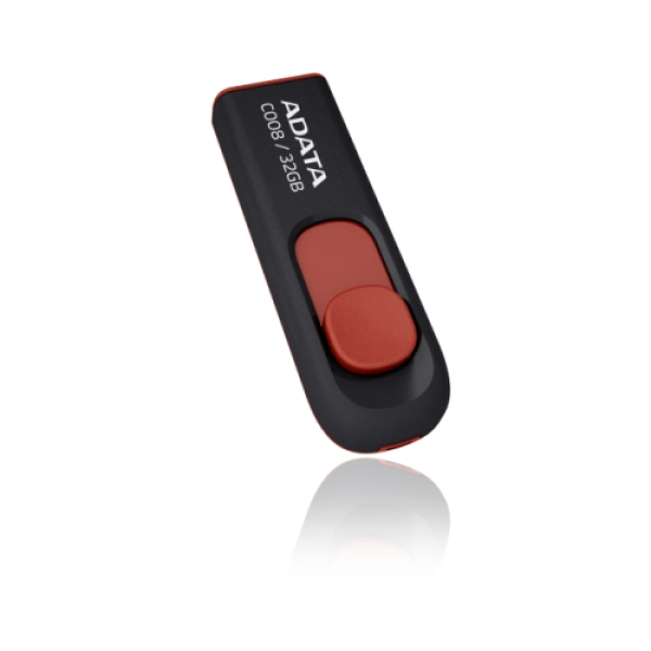 Флэш-накопитель USB2.0  32GB A-Data AC008-32G-RKD, черный-красный