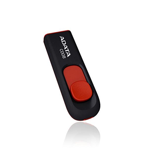 Флэш-накопитель USB2.0  64GB A-Data AC008-64G-RKD, High-Speed, 34/28МБ/сек, черный-красный
