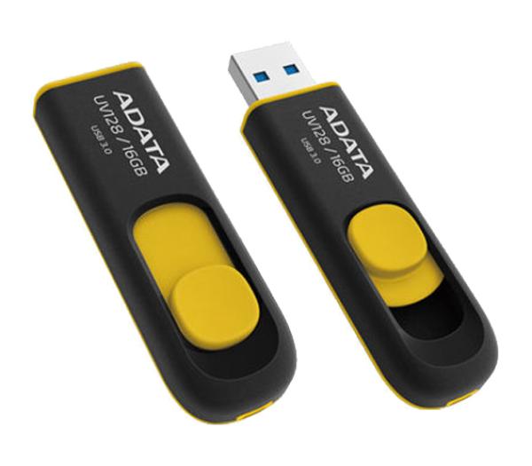 Флэш-накопитель USB3.0  16GB A-Data UV128 AUV128-16G-RBY, черный-желтый
