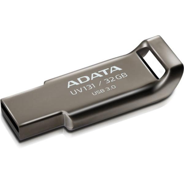 Флэш-накопитель USB3.0  32GB A-Data UV131 AUV131-32G-RGY, компактный, металлик, стильный дизайн, металлический корпус