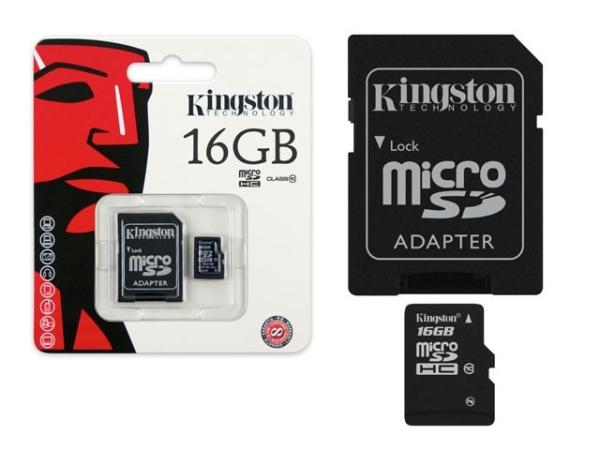 Карта памяти SDHC-micro (TransFlash) 16GB Kingston SDC10/16GB, class 10, с адаптером SD