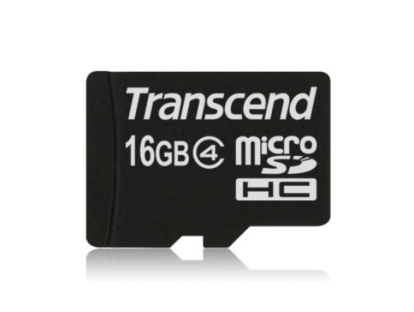 Карта памяти SDHC-micro (TransFlash) 16GB Transcend TS16GUSDHC4, class 4, с адаптером SD