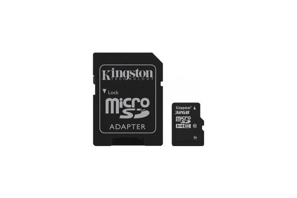 Карта памяти SDHC-micro (TransFlash) 32GB Kingston SDC10/32GB, class 10, с адаптером SD