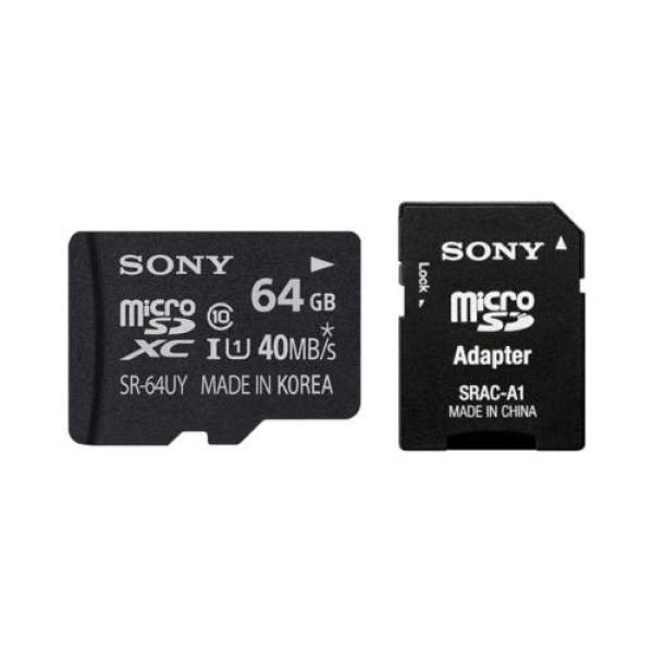 Карта памяти SDXC-micro  64GB Sony SR64UYAT, class 10, UHS-I, с адаптером SD