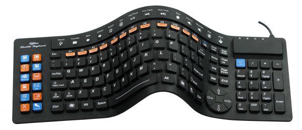 Клавиатура AgeStar HSK840, USB+PS/2, Multimedia 26 кнопок, Slim, гибкая, влагозащищенная, черный