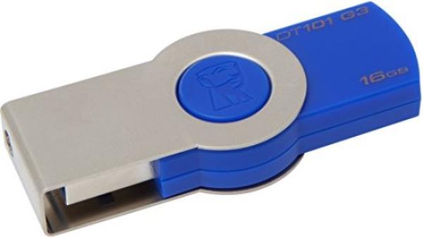 Флэш-накопитель USB3.0  16GB Kingston Data Traveler DT101G3/16GB, синий-серебристый