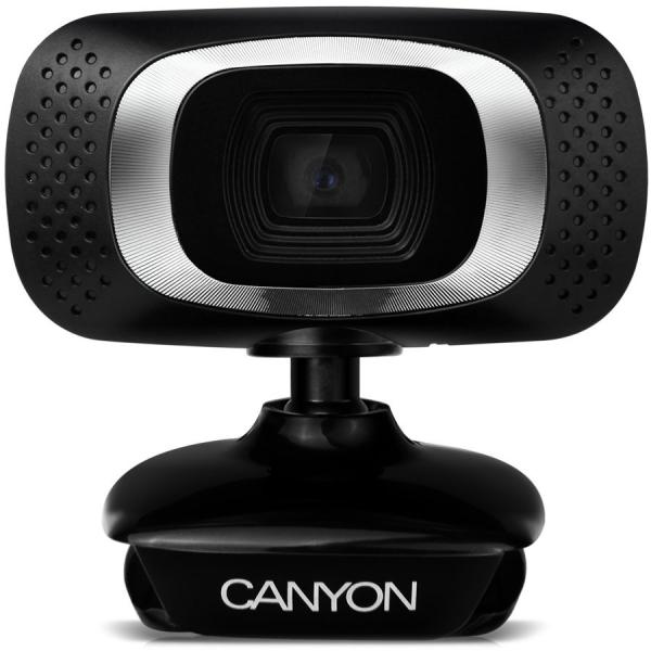 Видеокамера USB2.0 Canyon CNE-CWC3, 1920*1080, до 30 fps, крепление на монитор, встроенный микрофон, черный