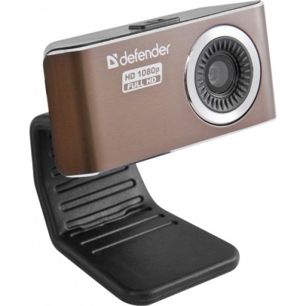Видеокамера USB2.0 Defender C-2693FullHD, 1920*1080, до 30 fps, крепление на монитор, встроенный микрофон, коричневый-черный
