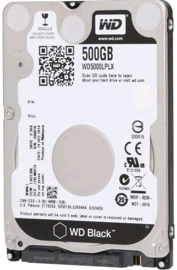 Жесткий диск 2.5" SATA  500GB WD Scorpio Black WD5000LPLX, SATAIII, 7200rpm, 32MB cache, AF, для ноутбука