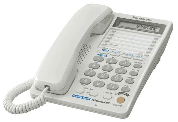 Телефон Panasonic KX-TS2368RUW (KX-T2368), ЖКД, 2 линии, спикерфон, повтор, автодозвон, откл. микрофона, индикатор звонка, регулир.громкости звонка и динамика, возможность установки на стене, белый