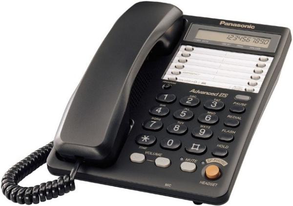 Телефон Panasonic KX-TS2365RUB(KX-T2365RUB), ЖКД, спикерфон, повтор, автодозвон, отключение микрофона, индикатор звонка, регулировка громкости звонка, возможность установки на стене, черный