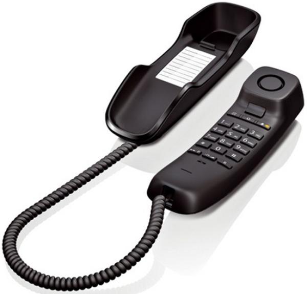 Телефон-трубка Siemens Gigaset DA 210 RUS Black (DA210), повтор, регулировка громкости звонка и динамика, возможность установке на стене, черный