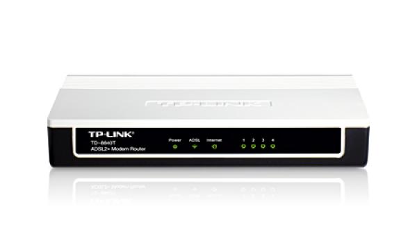 Маршрутизатор TP-LINK TD-8840T, 4*RJ45 LAN 100Мбит/с, 1*RJ11 ADSL2+, Annex A/M/L, сплиттер, VPN-клиент, Firewall